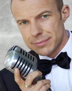 Gary Williams with retro mic